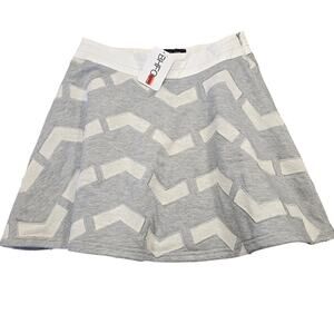 Endless Rose Gray White Mini Skirt NEW Geo Print Classic Aline Zip Womens Size M
